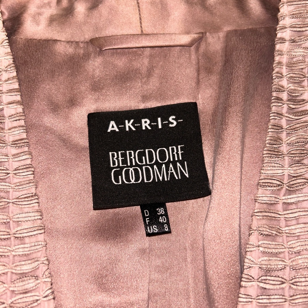 Akris Bergdorf Goodman Textured Blush Pink Blazer Jacket Silk Lined Size 8 - Picture 4 of 6